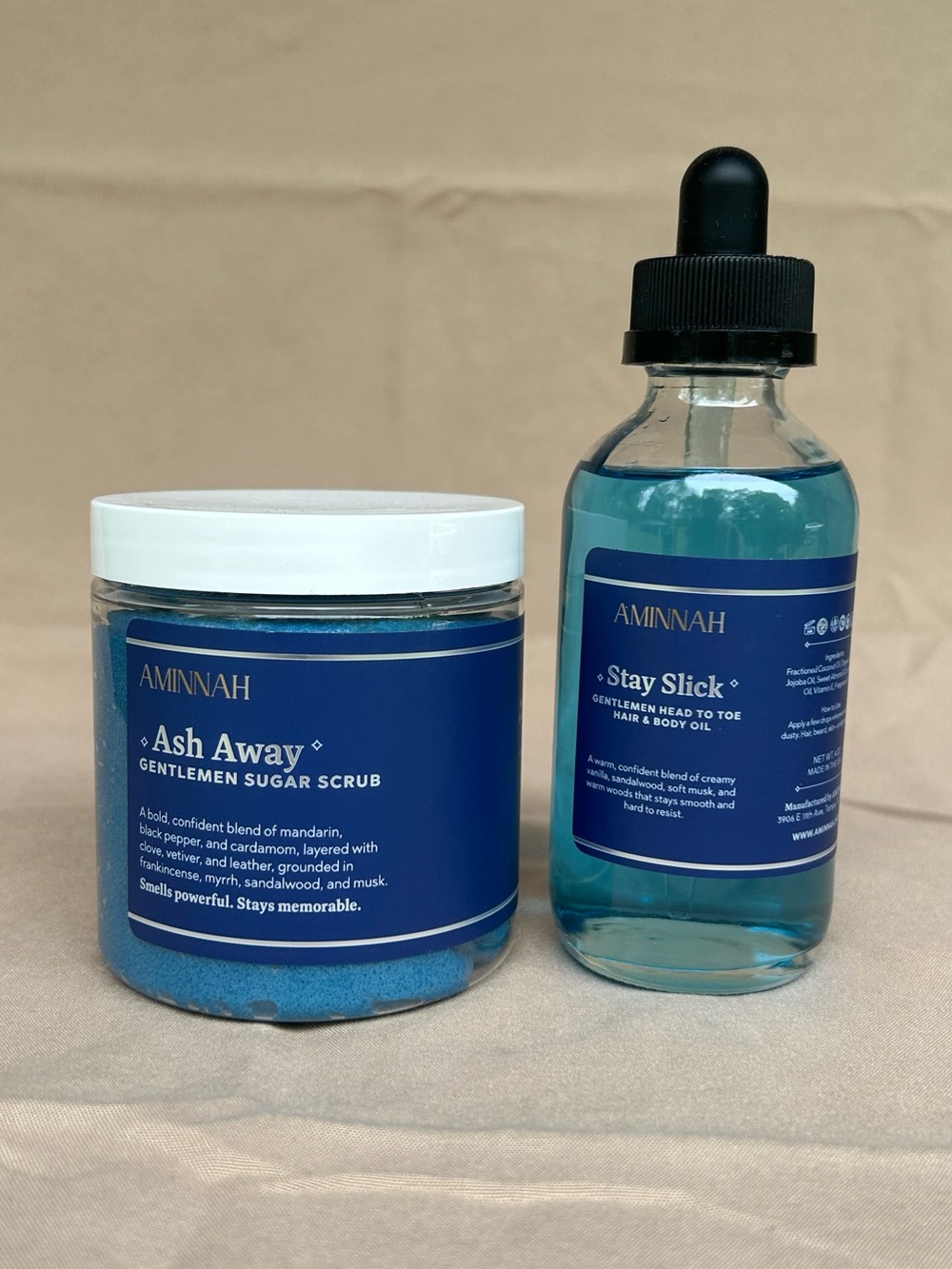 Stay Slick Hair/Body Oil & Ash Away Body Scrub by Aminnah
